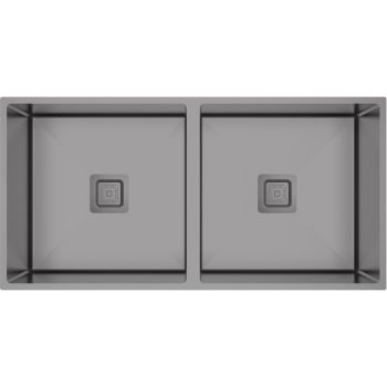Carysil Micro Radius R10 Double Bowl PVD Gun Metal Kitchen Sink 34"x17"x8"- Matt Finish