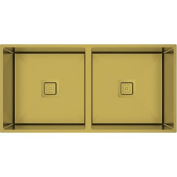 Carysil Micro Radius R10 Double Bowl PVD Gold Kitchen Sink 34"x17"x8"- Matt Finish