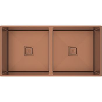 Carysil Micro Radius R10 Double Bowl PVD Rose Gold Kitchen Sink 34"x17"x8"- Matt Finish