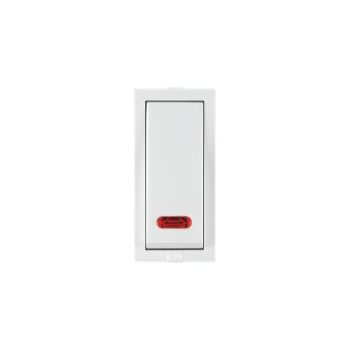 Roma 10AX 1 Way White Switch with Neon