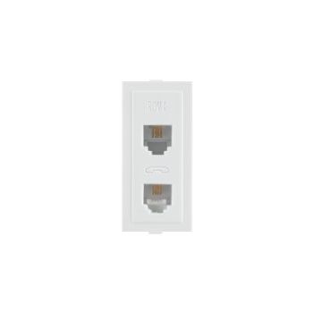 Roma White, RJ 11, Telephone Jack Double W/o Shutter