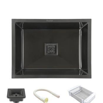 Ruhe Handmade Single Bowl Kitchen Sink (24 x 18 x 10 Inches) - Black