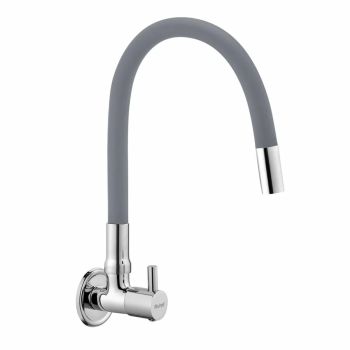 Ruhe Kara Wall Mount Kitchen Sink Tap with Grey Flexible Silicone Spout (11-1512-FL/GR)
