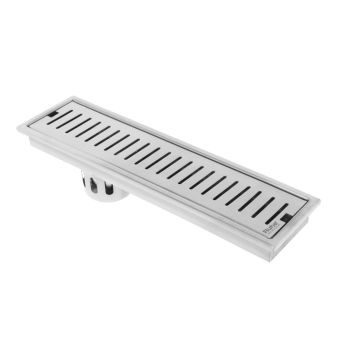 Ruhe Vertical Shower Drain Channel (12 x 4 Inches) Silver