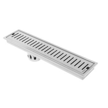 Ruhe Vertical Shower Drain Channel (18 x 4 Inches) Silver
