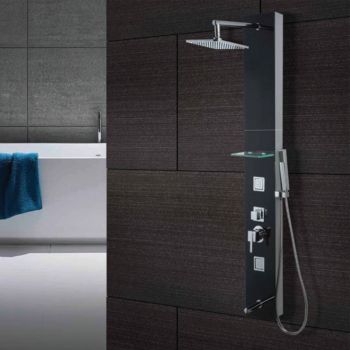 Jaquar Infinity Black Tempered Glass Shower Panel - 1500 x 200 mm, 4-Way Multi-Function with Body Jets & Spout (SHP-BLK-G0842JAX)