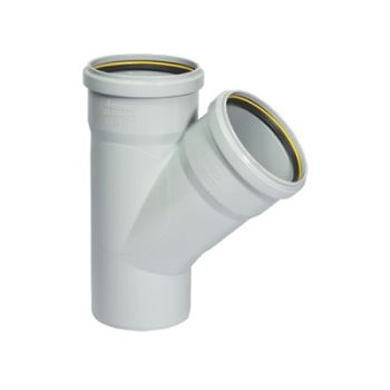 Supreme 110mm (4 Inch) PVC SWR Ring-Fit Single Y - 45° Drainage Junction with Z-Joint Rubber Ring