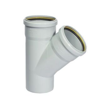 Supreme 75mm (2 1/2 Inch) PVC SWR Ring-Fit Single Y - 45° Drainage Junction with Z-Joint Rubber Ring