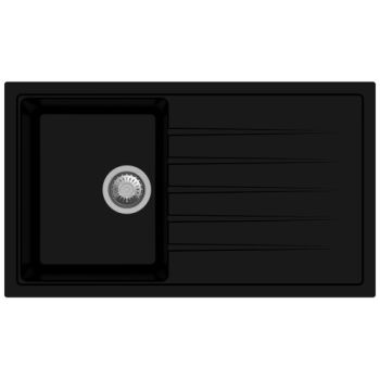 Carysil Quartz Vivaldi D100 34 x 20 Inch Nera Single Bowl Kitchen Sink with Drainer