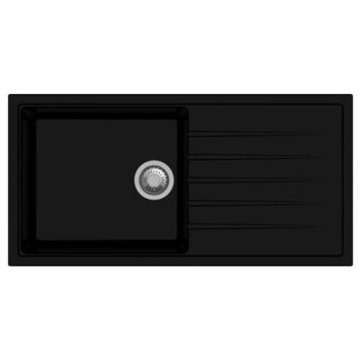 Carysil Quartz Vivaldi D100 L 36 x 18 Inch Nera Single Bowl Kitchen Sink with Drainer