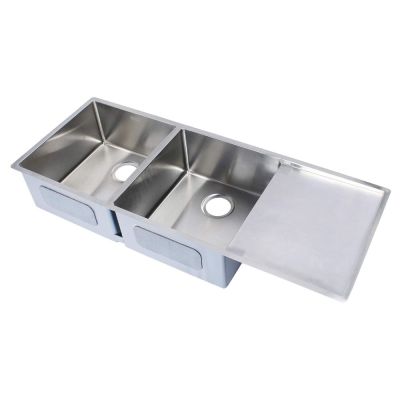 Franke Box BXX 210-116 Stainless Steel Kitchen Sink - Double Bowl with Drainboard - SS 304 Grade (46”x18”) - 127.0595.013