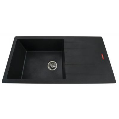 Futura Quartz Single Bowl with Drain Board Kitchen Sink 36 x 18 Inch Black