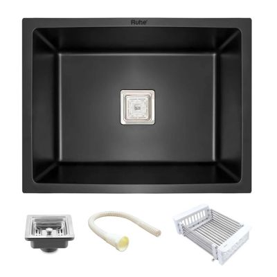 Ruhe Quartz Single Bowl Kitchen Sink (24 x 18 x 9 Inches) - Black