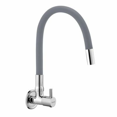 Ruhe Kara Wall Mount Kitchen Sink Tap with Grey Flexible Silicone Spout (11-1512-FL/GR)