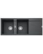 Franke MRG 621-116 (46 x 20 Inch) Double Bowl with Drainboard Kitchen Sink Matte Black