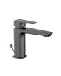 Jaquar Kubix Prime Single Lever Basin Mixer with Pop-up Waste & 450mm Braided Hoses - Black Chrome (KUP-BCH-35051BPM)