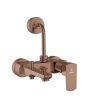Jaquar Kubix Prime 3-in-1 Single Lever Wall Mixer with Hand & Overhead Shower Provision - Blush Gold PVD Finish (KUP-BGP-35125PM)