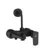 Jaquar Kubix Prime 3-in-1 Wall Mixer - Black Matt Finish - KUP-BLM-35125PM - Square Design with 115mm Bend Pipe