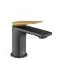 Jaquar Laguna Single Lever Basin Mixer with Base Flange - Gold Matt PVD & Black Matt Dual-Tone Designer Faucet (LAG-BGM-91011BWF)
