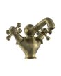 Jaquar Queens Central Hole Basin Mixer (Antique Bronze) - Traditional Deck Mounted Tap with 450mm Braided Hoses - QQT-ABR-7167B