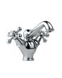 Jaquar Queens Central Hole Basin Mixer (Chrome) - Traditional Deck Mounted Tap with 450mm Braided Hoses - QQT-CHR-7167B