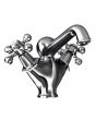 Jaquar Queens Central Hole Basin Mixer (Stainless Steel Finish) - Traditional Deck Mounted Tap with 450mm Braided Hoses - QQT-SSF-7167B